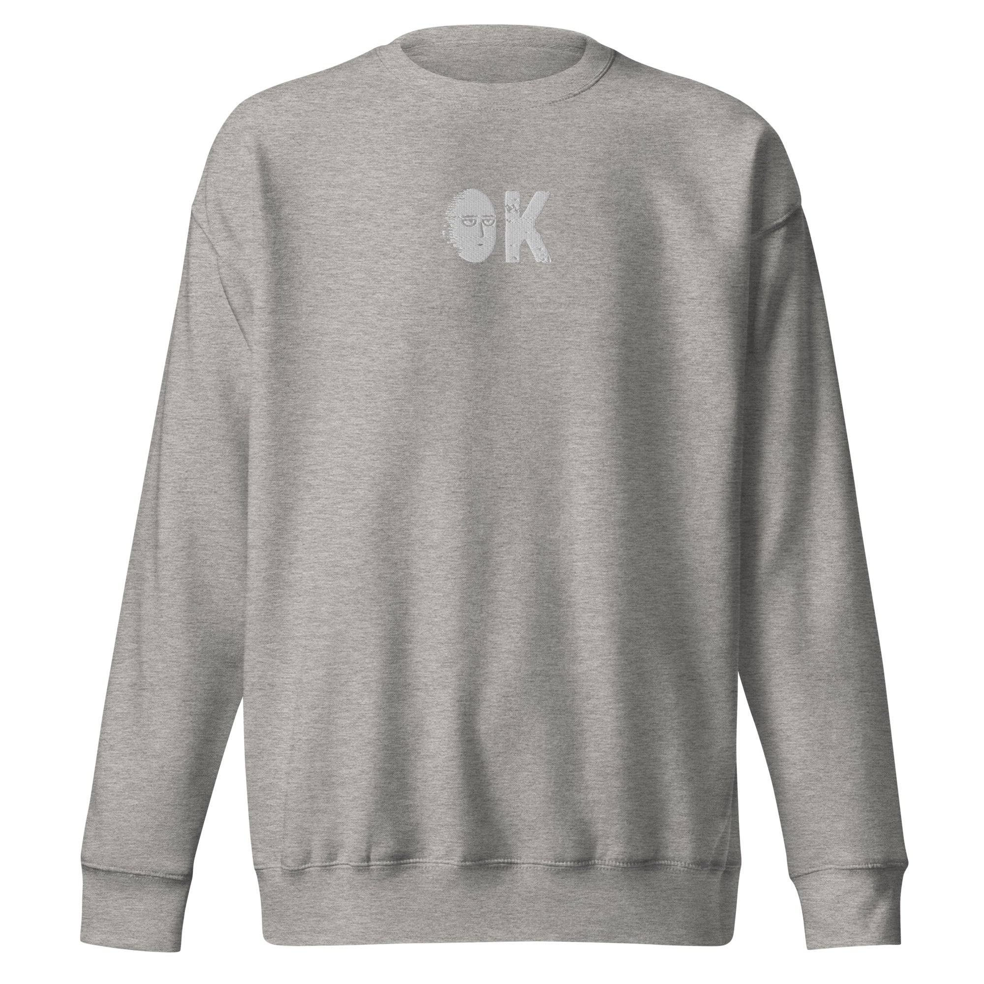 Saitama OK Embroidered Unisex Premium Anime Crewneck Sweatshirt